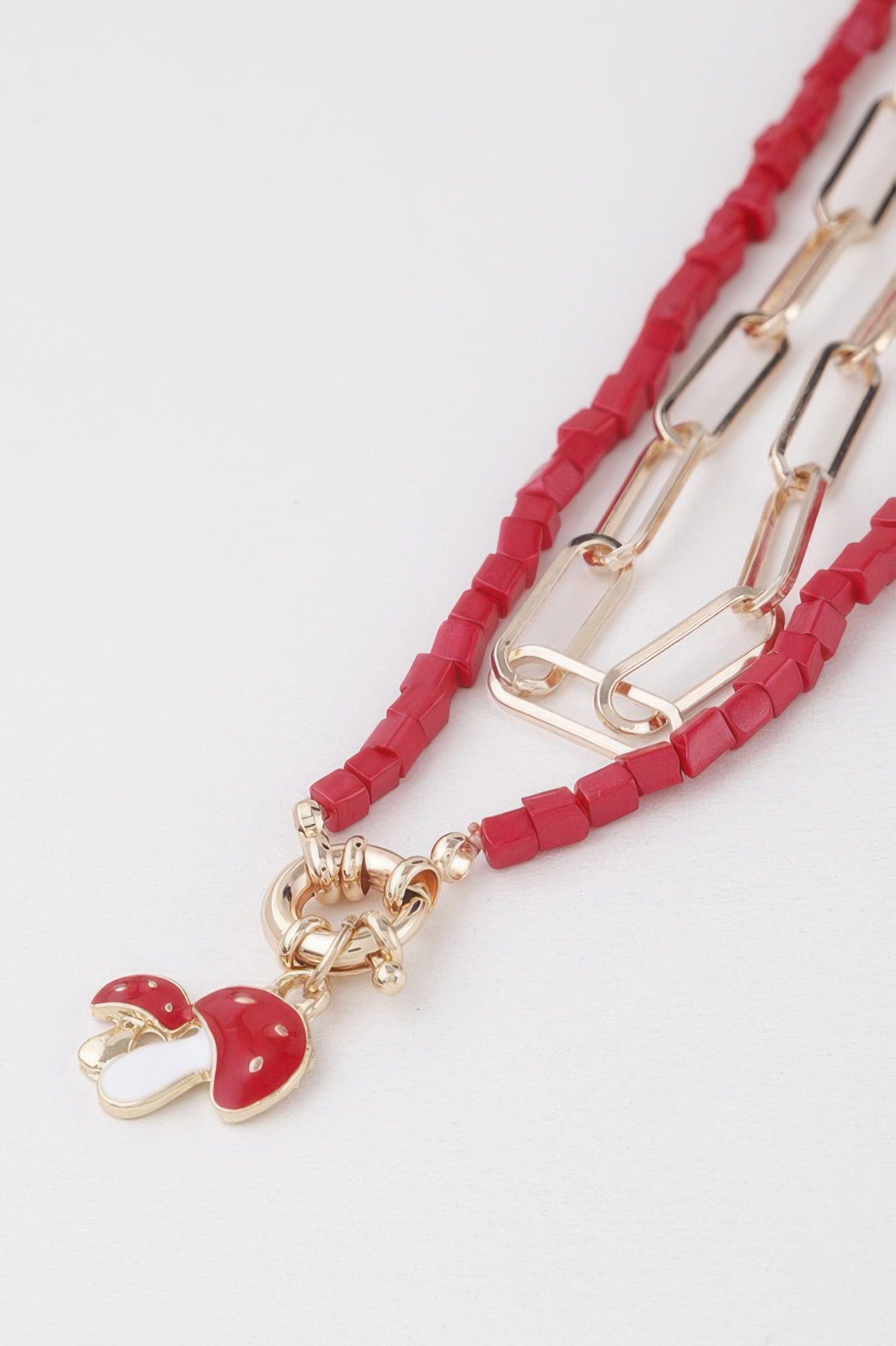 Beaded Mushroom Chain Necklace