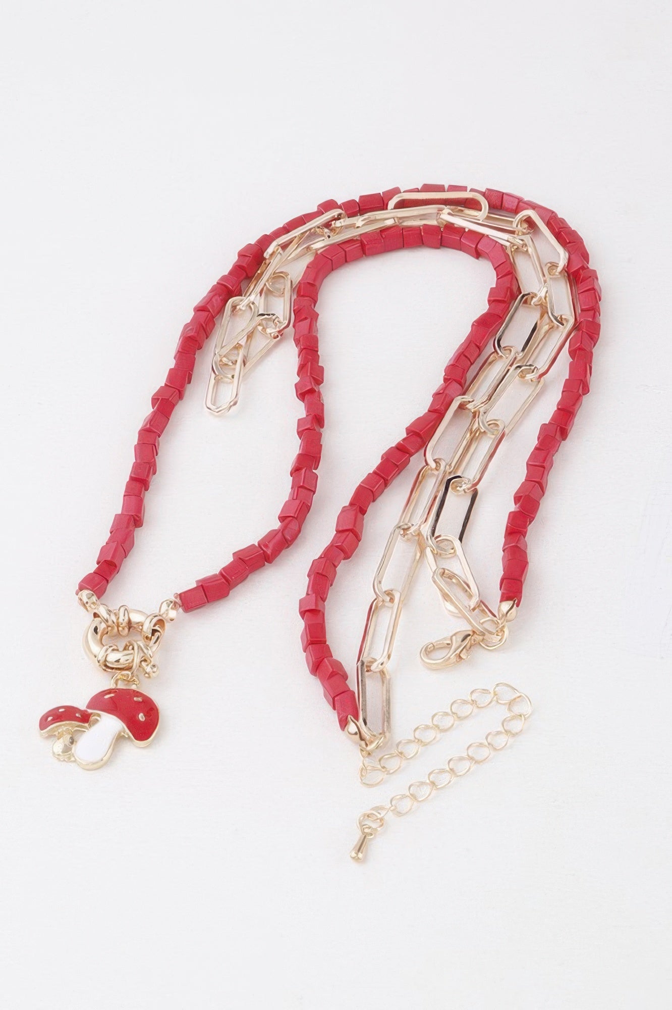 Beaded Mushroom Chain Necklace