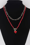 Beaded Heart Chain Necklace