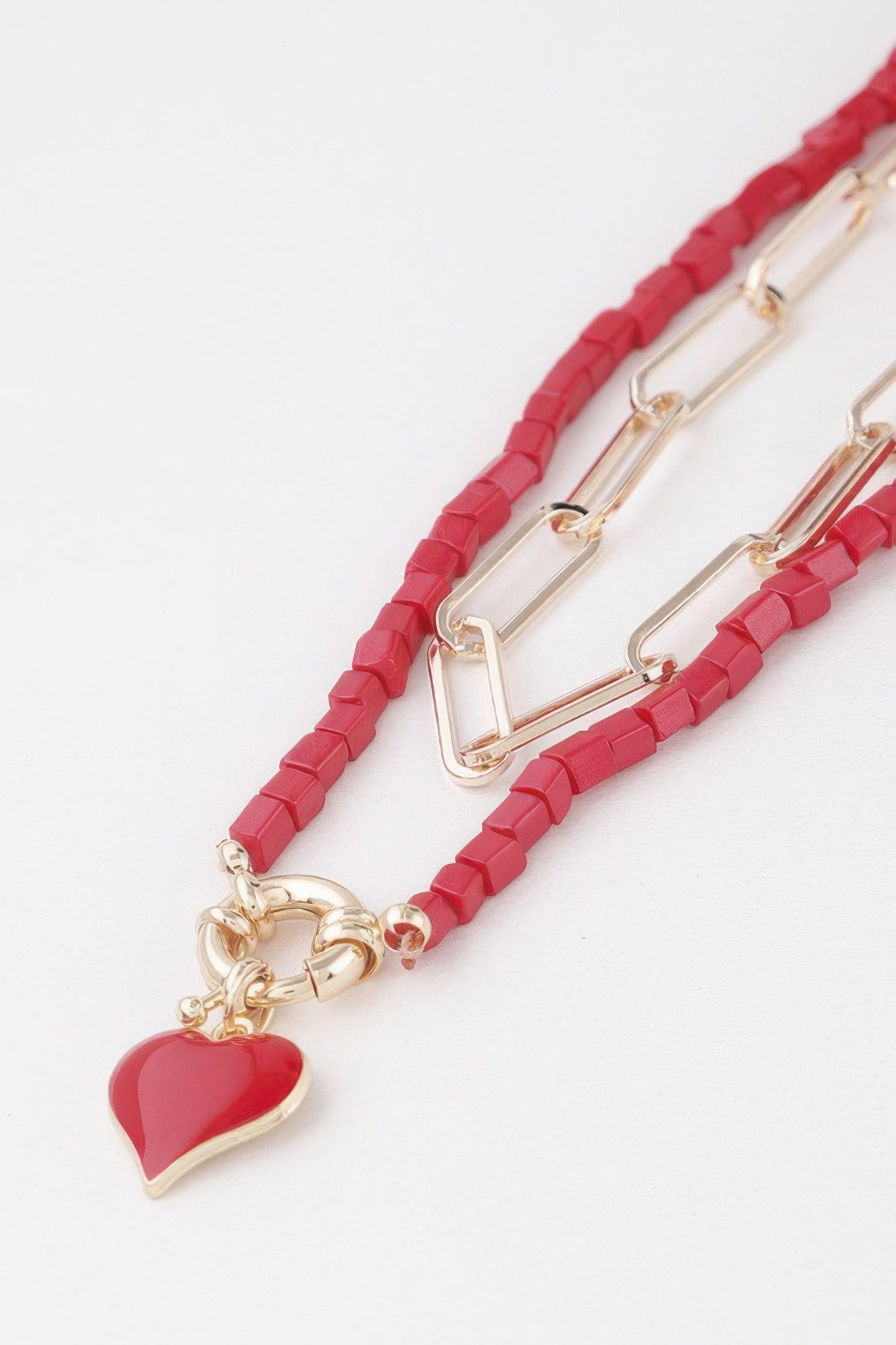 Beaded Heart Chain Necklace