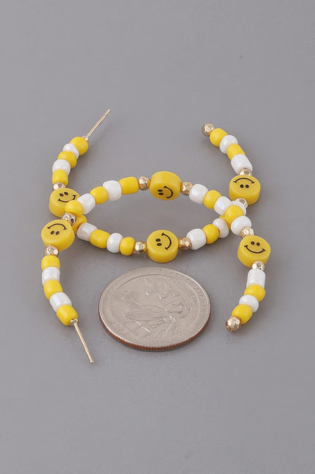 Beaded Smiley Face Hoop Earrings