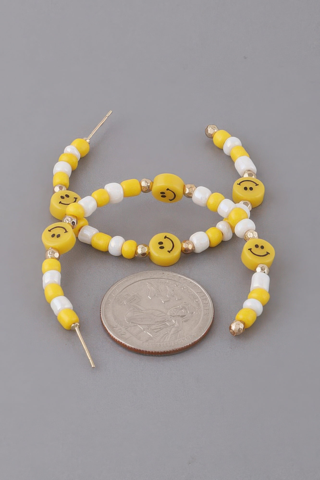 Beaded Smiley Face Hoop Earrings
