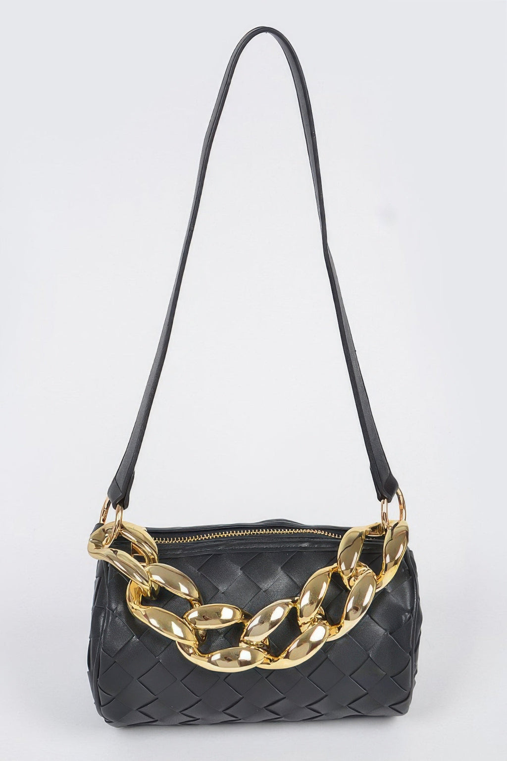Braided Crossbody Bag W/oversized Chain