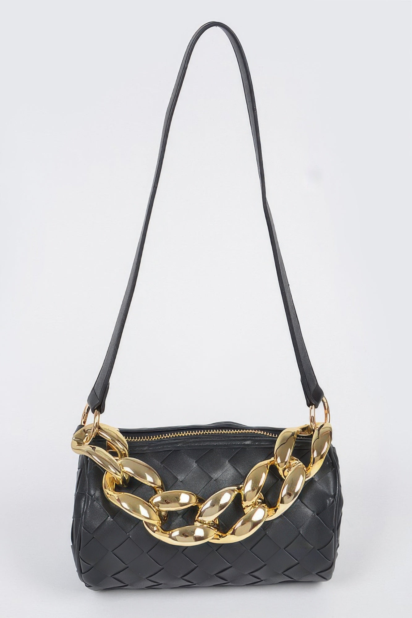 Braided Crossbody Bag W/oversized Chain