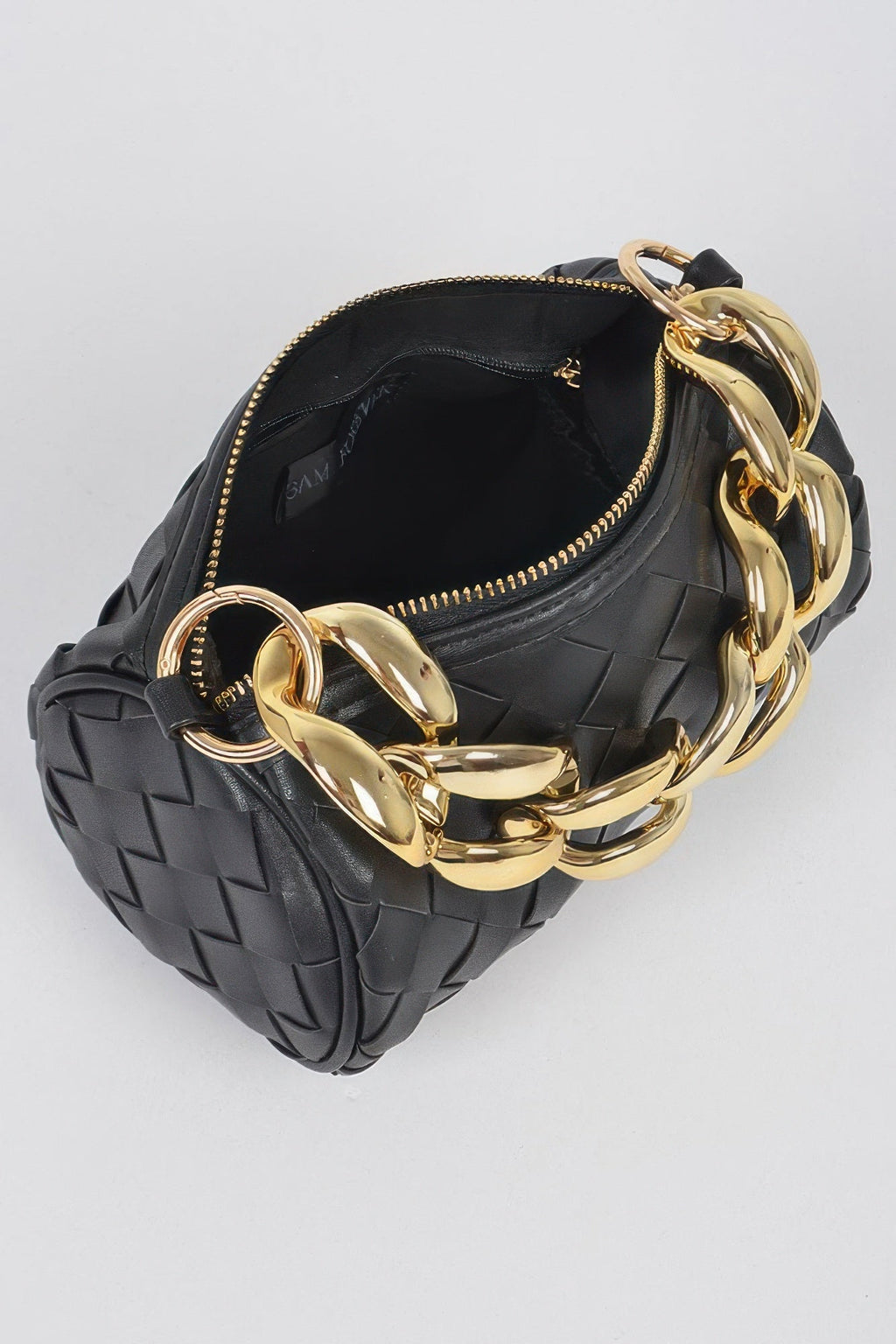 Braided Crossbody Bag W/oversized Chain