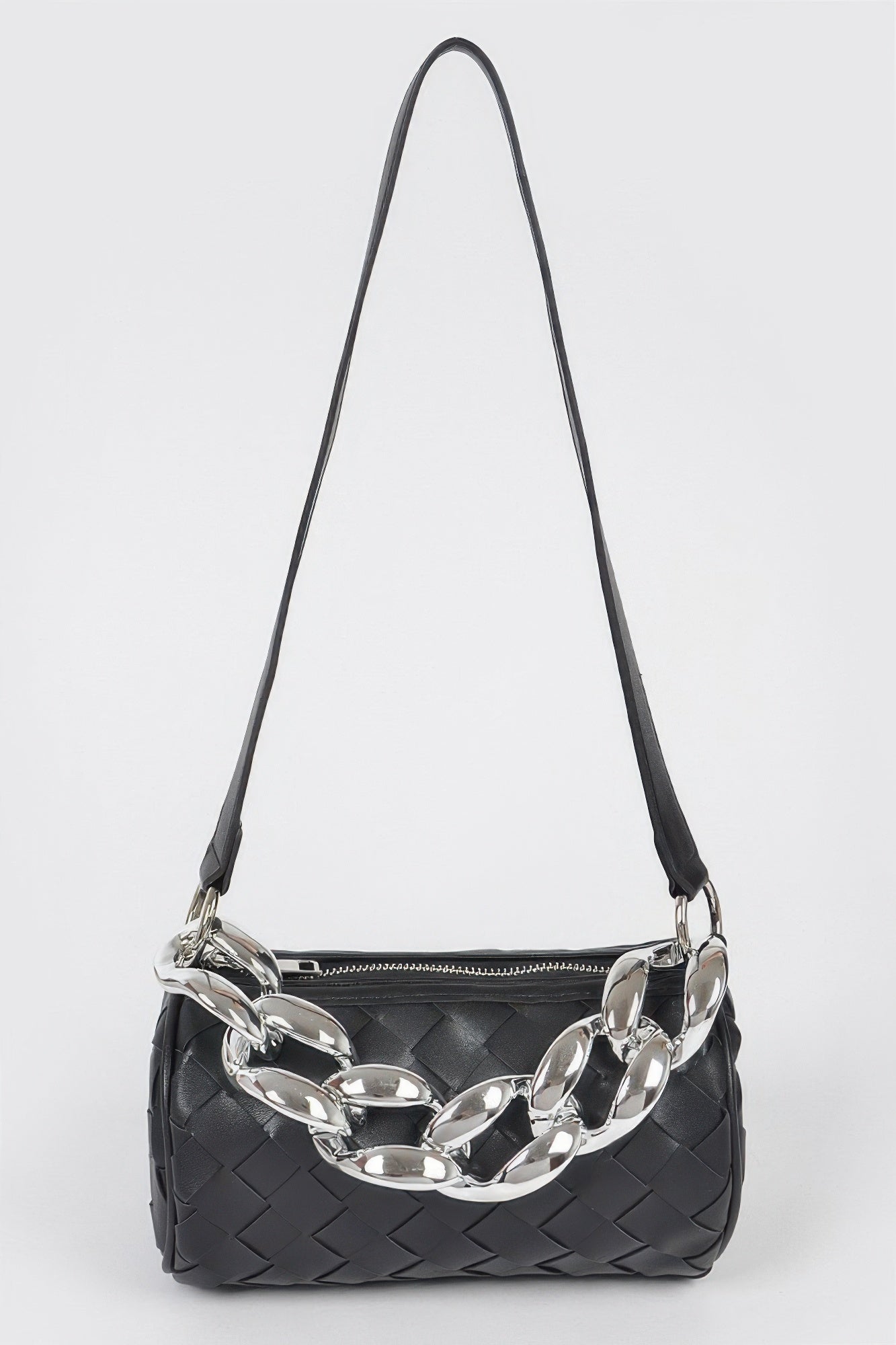 Braided Crossbody Bag W/oversized Chain