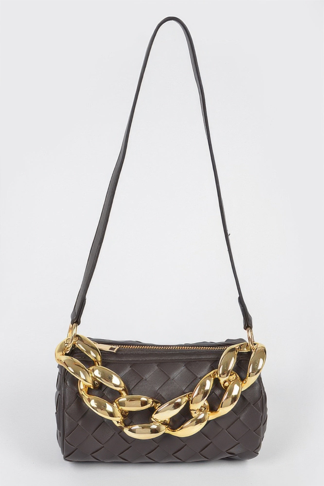 Braided Crossbody Bag W/oversized Chain