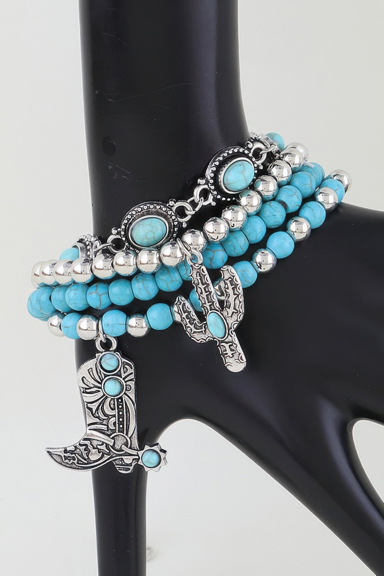 Antique Cowboy Boot Beaded Bracelet