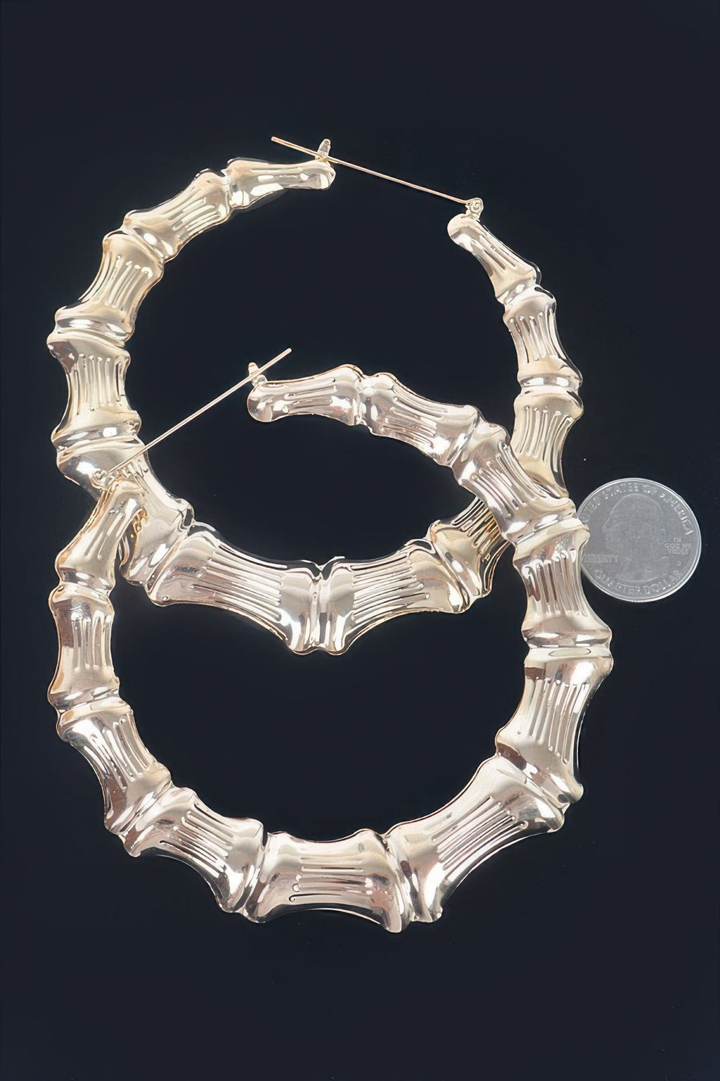 Bamboo Metal 10cm Hoop Earring