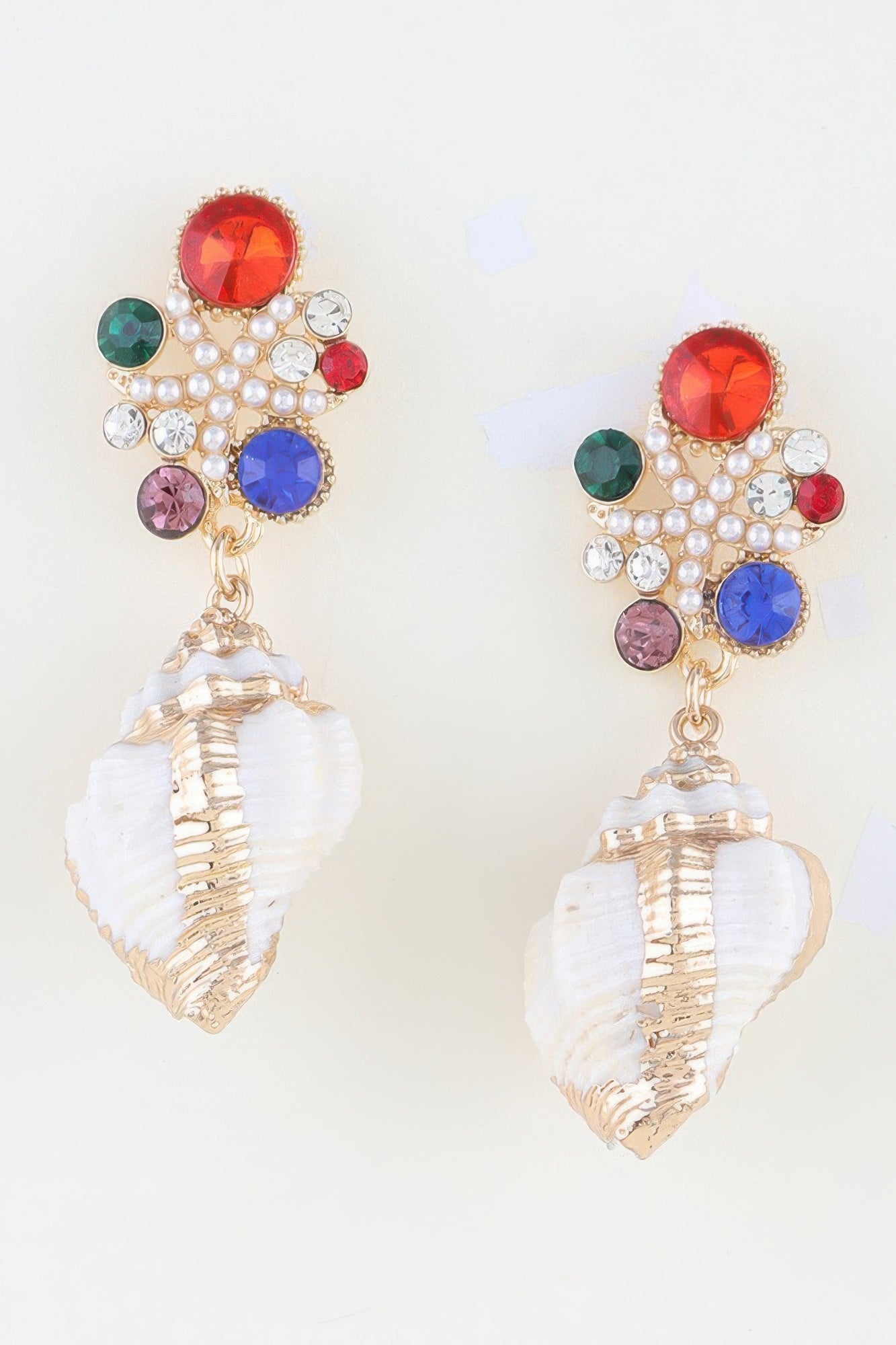 Bejeweled Summer Shell Earrings