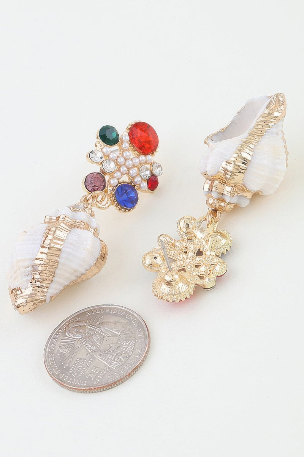 Bejeweled Summer Shell Earrings