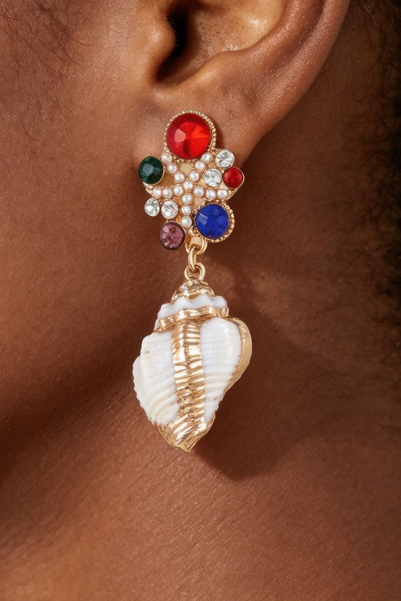 Bejeweled Summer Shell Earrings