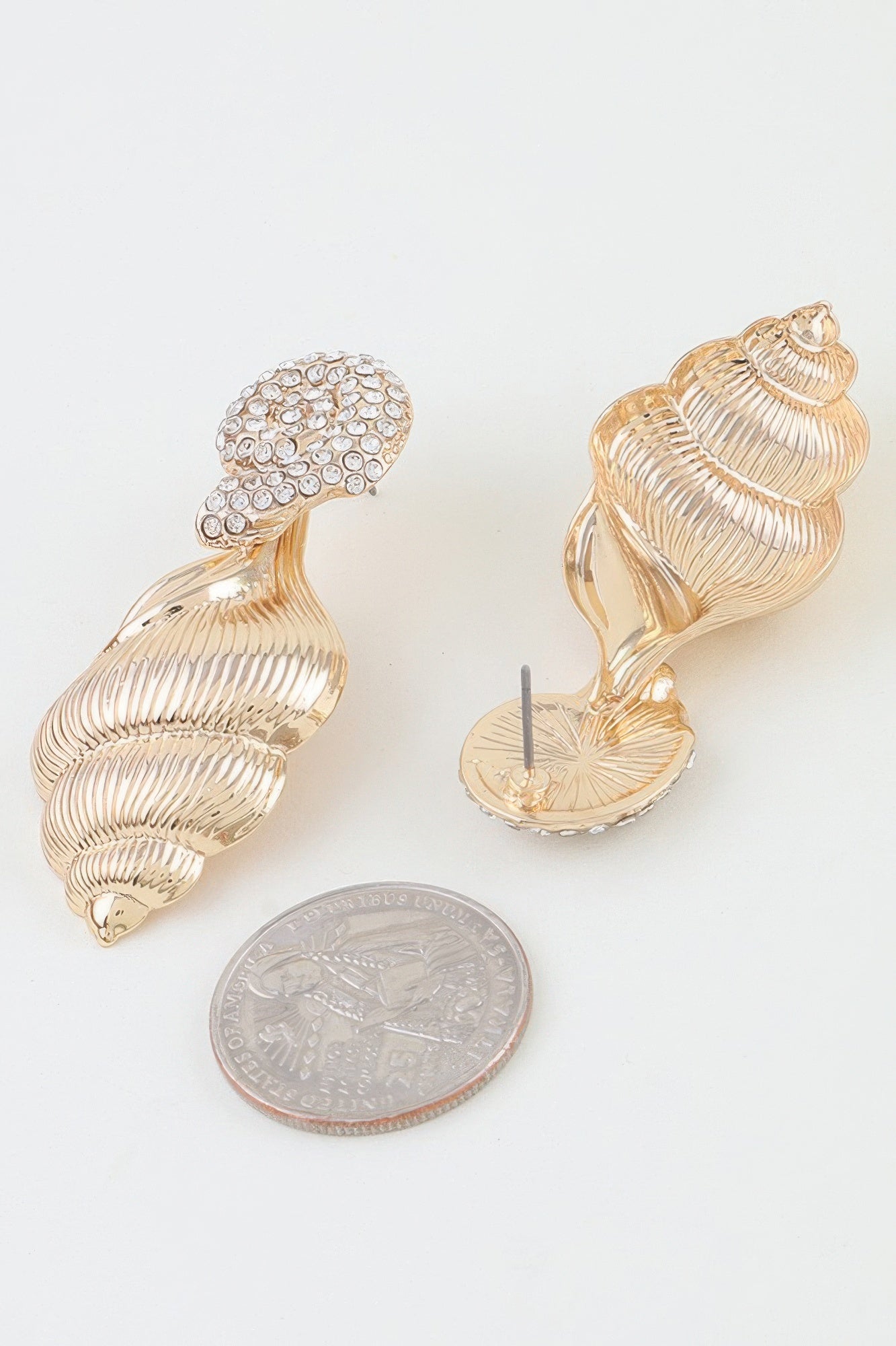 Bejeweled Conch Shell Earrings