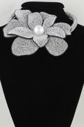 Bejeweled Blooming Flower Choker Necklace